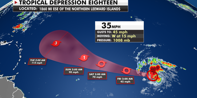 Tropical Depression 18 trajectory