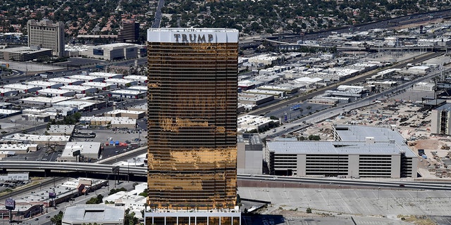 An aerial view shows the Trump Hotel in Las Vegas, which was allegedly threatened by Dandre Maurice Lundy in a hoax bomb threat.