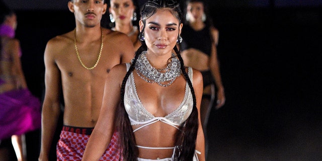 LOS ANGELES, CALIFORNIA - SEPTEMBER 23: (L-R) In this image released on September 23, Chavez Barrientes and Vanessa Hudgens are seen during Rihanna's Savage X Fenty Show Vol. 3 presented by Amazon Prime Video at The Westin Bonaventure Hotel & Suites in Los Angeles, California; and broadcast on September 24, 2021. (Photo by Kevin Mazur/Getty Images for Rihanna's Savage X Fenty Show Vol. 3 Presented by Amazon Prime Video)