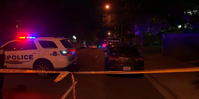 The crime scene near where a special police officer was fatally shot in Washington, D.C. Tuesday. (WTTG)