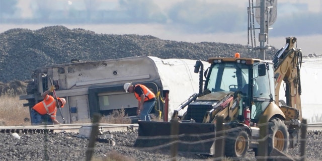 The site of the derailment is about 150 miles (241 kilometers) northeast of Helena, Montana, and about 30 miles (48 kilometers) from the Canadian border. 