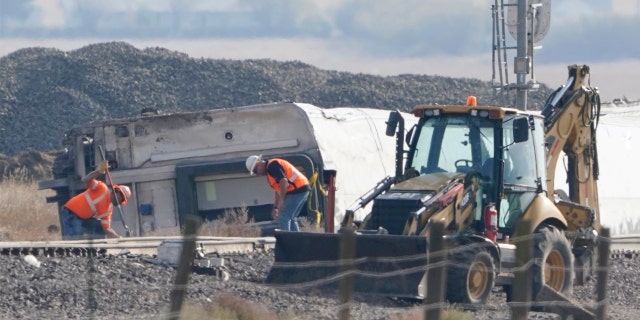The site of the derailment is about 150 miles (241 kilometers) northeast of Helena, Montana, and about 30 miles (48 kilometers) from the Canadian border.