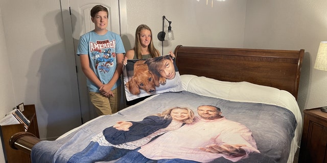 David and Whitney Scott of Arkansas, gave their daughter a giant blanket with their faces on it, and a pillowcase featuring her brother and dog.