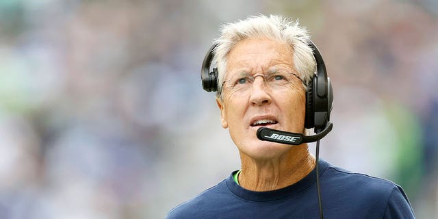Head coach Pete Carroll of the Seattle Seahawks looks on during the fourth quarter against the Tennessee Titans at Lumen Field on Sept. 19, 2021 in Seattle, Washington.