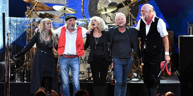 (L-R) Stevie Nicks, John McVie, Christine McVie, Lindsey Buckingham and Mick Fleetwood perform onstage during MusiCares Person of the Year honoring Fleetwood Mac at Radio City Music Hall on January 26, 2018 in New York City.