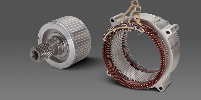 The smallest 62-kW induction EV motor is part of an all-wheel-drive system and primarily meant to provide auxiliary power when a vehicle is stuck.