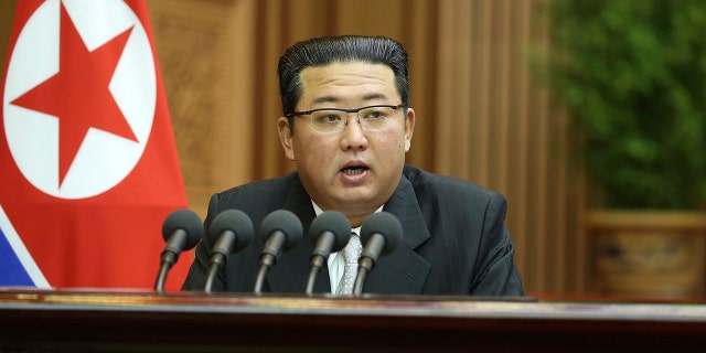 In this photo provided by the North Korean government, North Korean leader Kim Jong Un speaks during a parliament meeting in Pyongyang, North Korea Wednesday, Sept. 29, 2021. Independent journalists were not given access to cover the event depicted in this image distributed by the North Korean government. The content of this image is as provided and cannot be independently verified. (Korean Central News Agency/Korea News Service via AP)