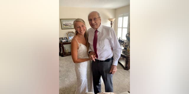 Natalie Browning, 24, traveled 800 miles to see her grandfather Nelson May, 94. According to a social media post she shared, Browning said she wanted to bring the wedding to her grandpa, who had to miss out on the big day due to health challenges.