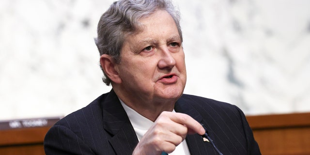 Sen. John Kennedy, R-La., speaks during a Senate Banking, Housing and Urban Affairs Committee hearing on the CARES Act on Capitol Hill. (Kevin Dietsch/Pool via AP)