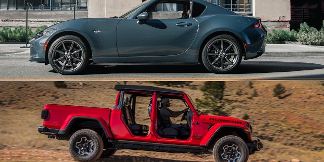 The Miata and Gladiator both offer open-top driving.