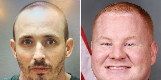 Patrick McDowell (left) is accused of shooting Nassau County MP Josh Moyers during a traffic stop Friday.  Moyers died in hospital on Sunday. 