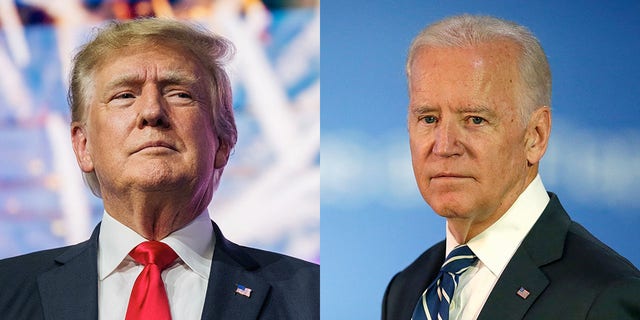 Former President Donald Trump, left, and President Joe Biden