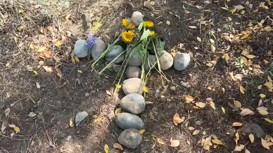 Cross left at the site in Teton County Wyoming where Gabby Petito's remains were found