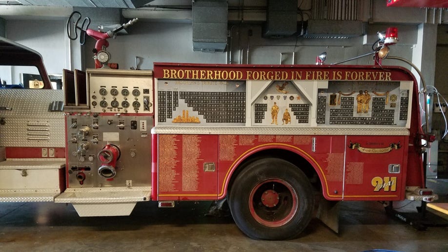 The fire truck honors firefighters and law enforcement who lost lives on 9/11
