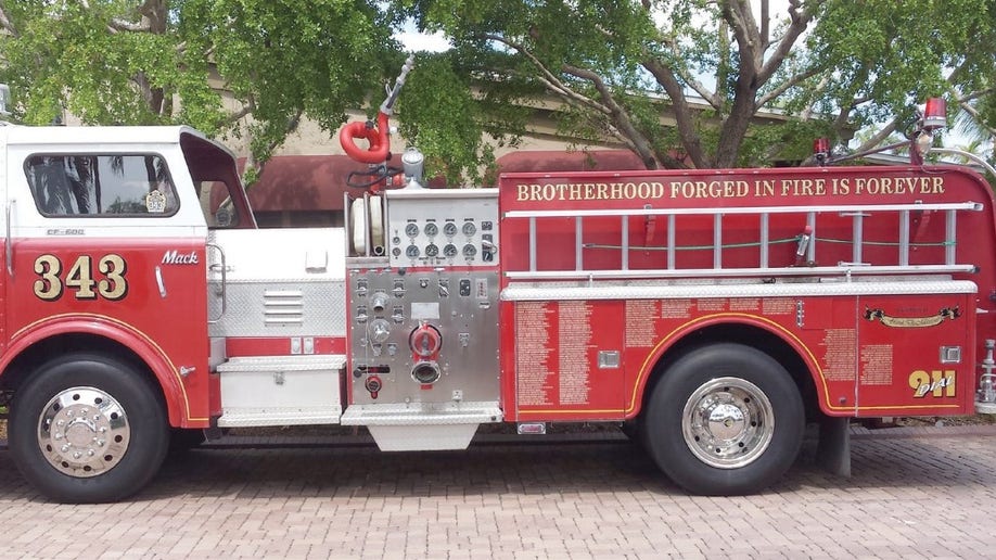 Fire truck with names of all firefighters who lost their lives on 9/11