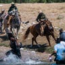 In fact, the agents had used their reins to control the horses in the Del Rio River, but that had been misinterpreted as them using whips. But Mayorkas and Harris condemned the scenes, and an investigation was launched -- an investigation that has still not formally concluded.