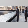 President Obama, first lady Michelle Obama, former President George W. Bush and former first lady Laura Bush look out at the North Pool of the 9/11 Memorial during the 10th-year ceremonies of the Sept. 11, 2001, terrorist attacks at the World Trade Center site, Sept. 11, 2011, in New York City. (Photo by Kristoffer Tripplaar-Pool/Getty Images)