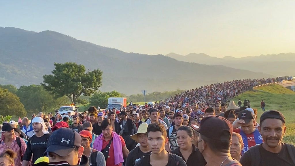 Massive migrant caravan surges towards US despite offer from Mexico
