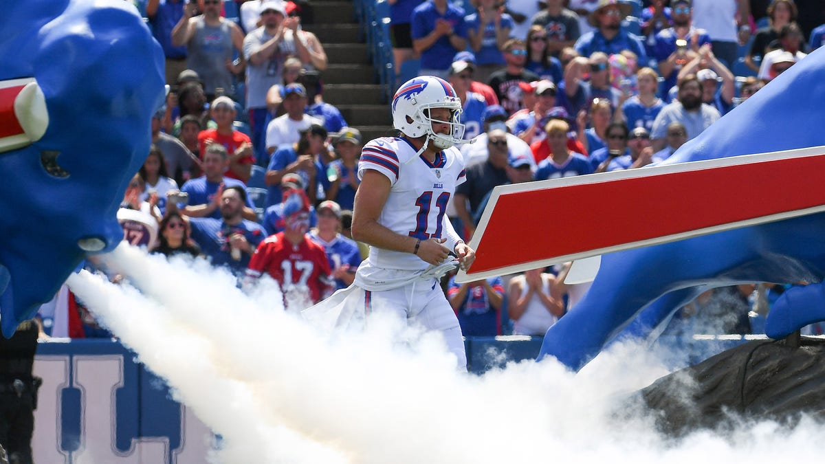 Buffalo Bills wide receiver Cole Beasley jogs on the field prior to the game against the Green Bay Packers at Highmark Stadium.