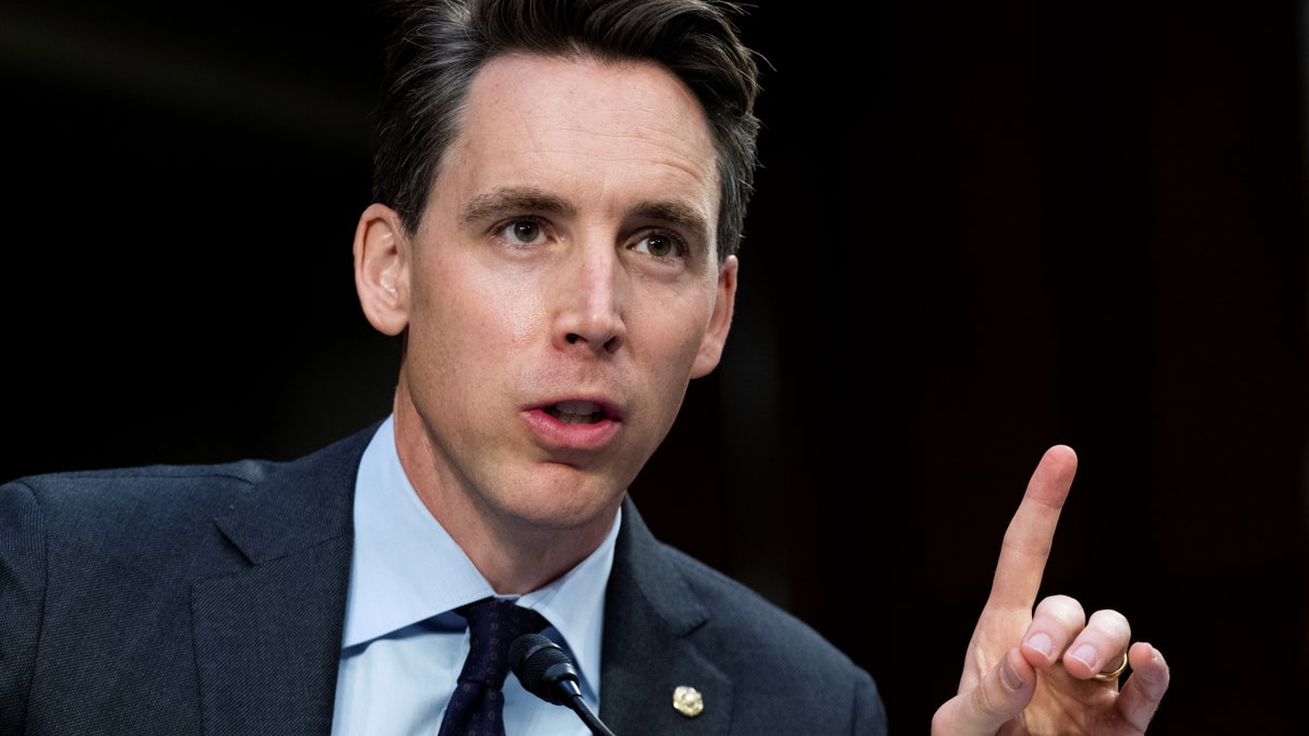 Senator Josh Hawley, R-Missouri., speaks during the Senate Judiciary Committee hearing titled "Texas Unconstitutional Abortion Ban and the Role of the Shadow Docket", in Hart Senate Office Building, Washington, U.S., September 29, 2021. Tom Williams/Pool via REUTERS