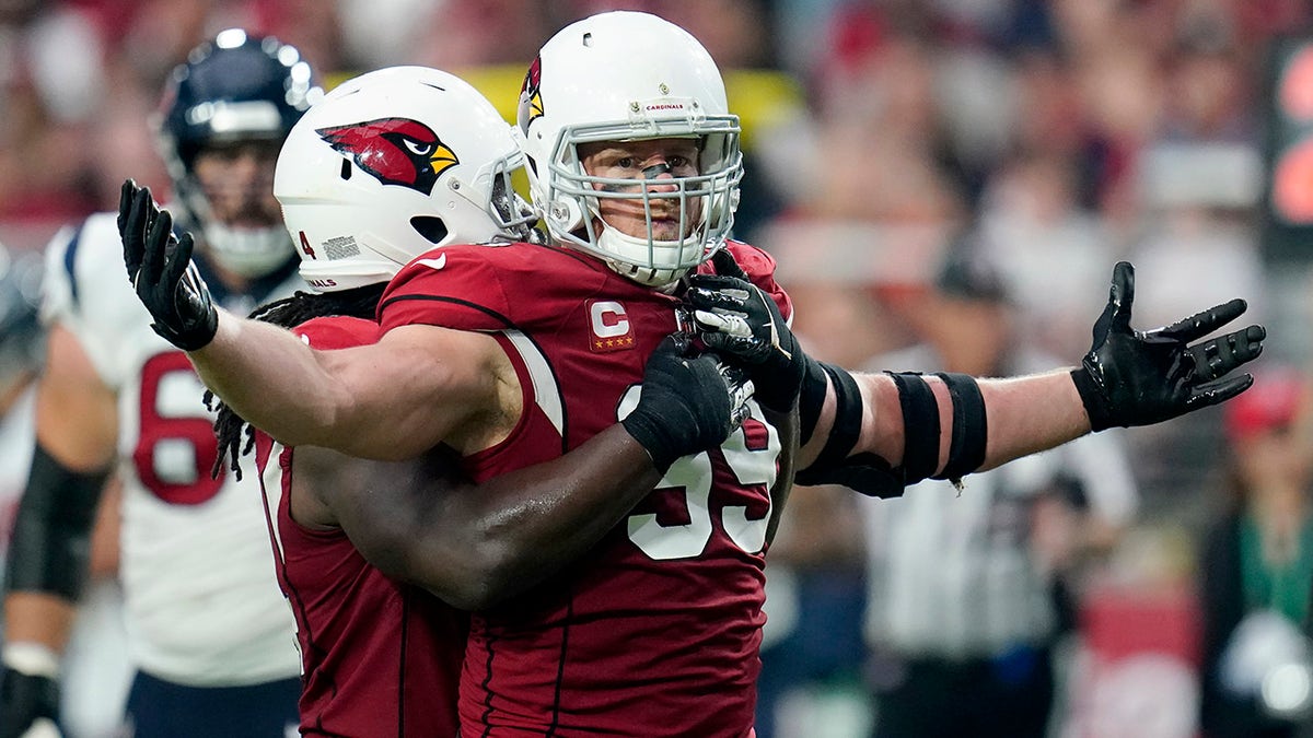 J.J. Watt (99) celebrates a defensive stop