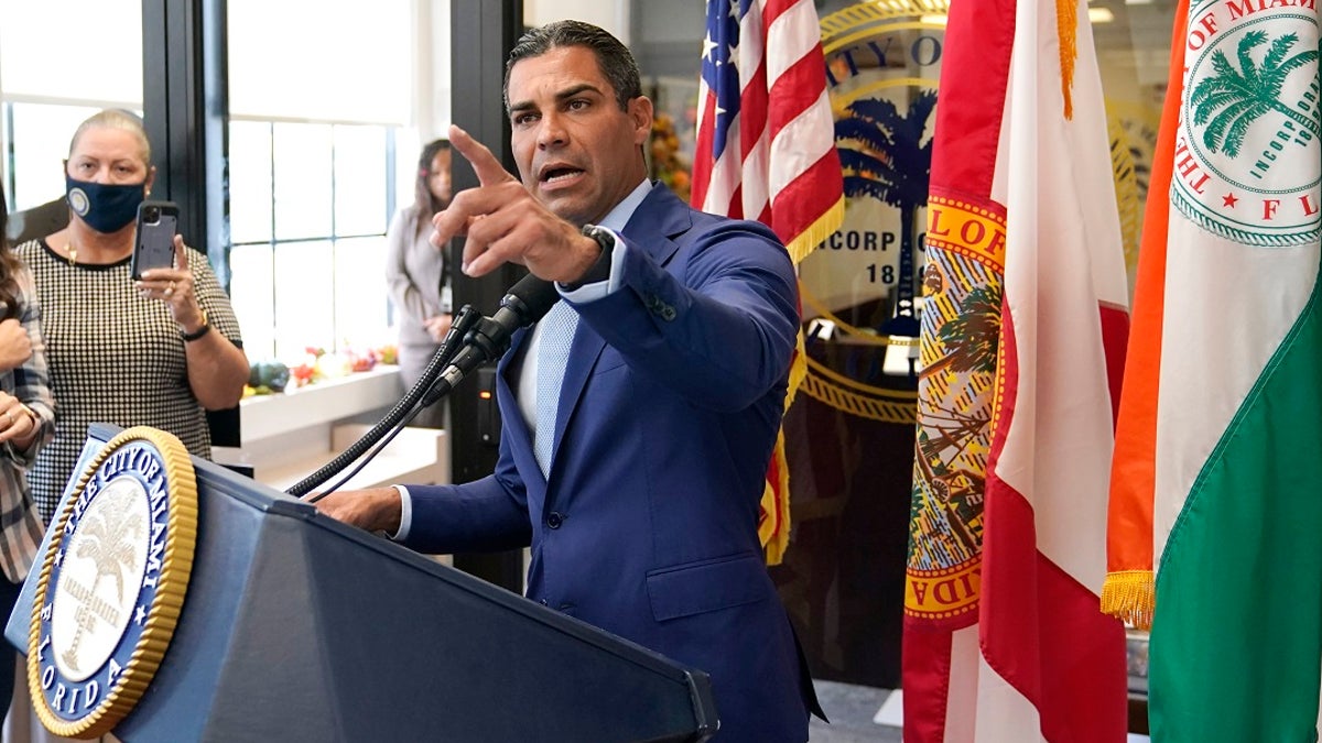 Miami Mayor Francis Suarez speaks during a news conference at Miami City Hall, on Tuesday where he took questions about then-Miami police Chief Art Acevedo. tenure.