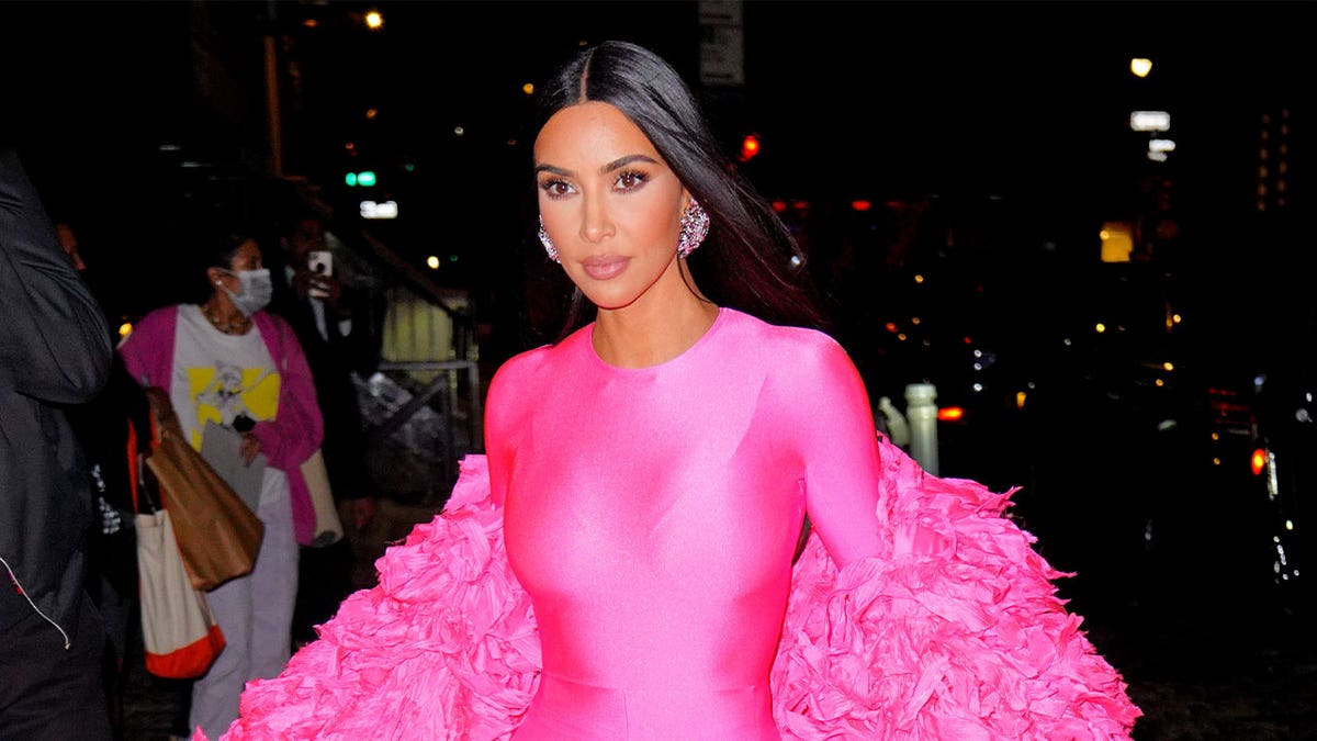 Kim Kardashian arrives at "Saturday Night Live" afterparty on October 10, 2021 in New York City. 