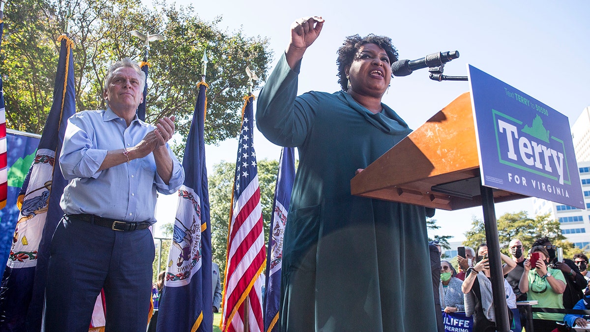 Stacey Abrams Campaigns With Virginia Gubernatorial Candidate Terry McAuliffe In Norfolk, Virginia