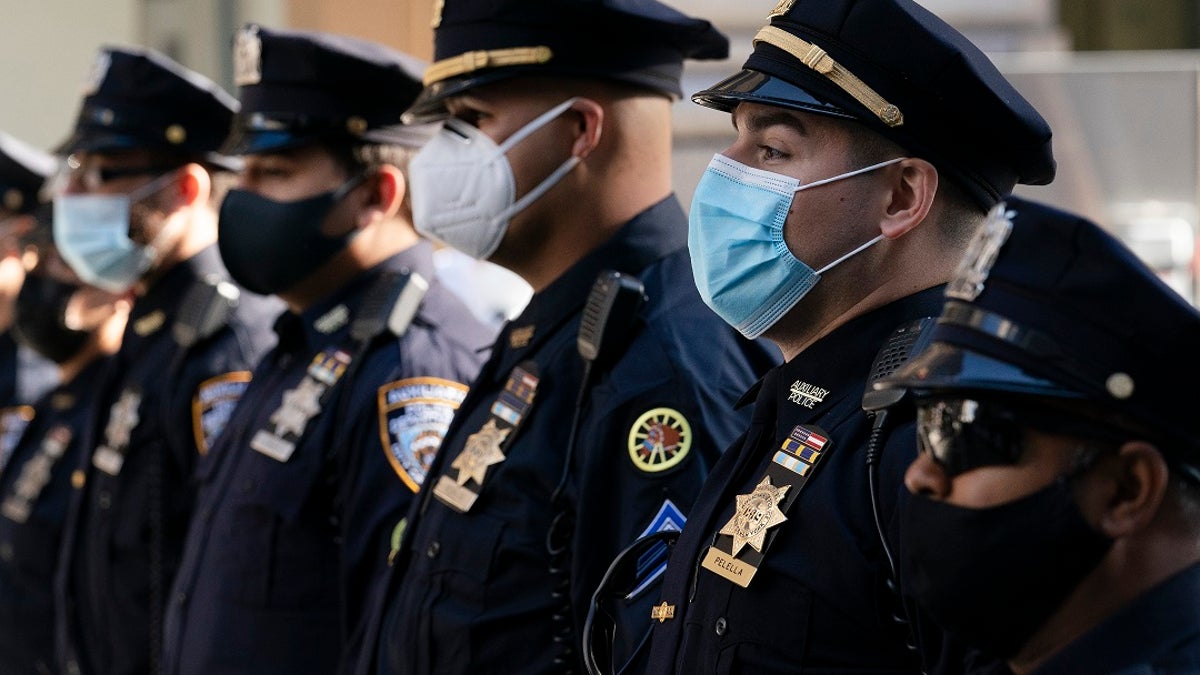 NYPD officers with masks 