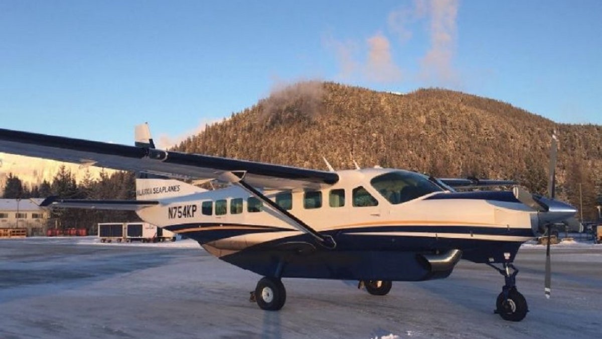 The single-engine Cessna 208B that crashed upon takeoff from an Alaska airport Friday. A small plane crashed Friday during takeoff from an Alaskan airport but no one was injured, a spokesman for the airline said. 