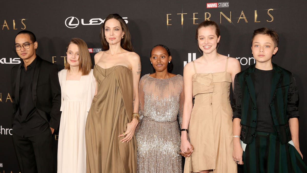 Angelina Jolie with her children at a Hollywood event