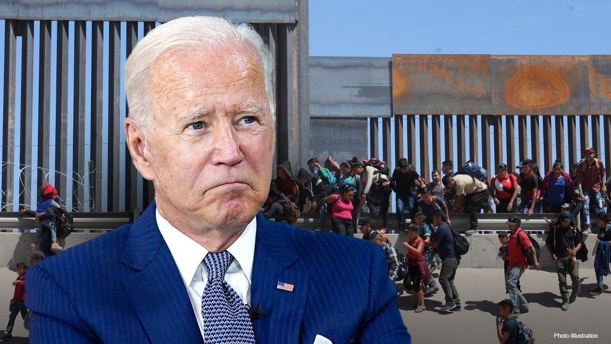 President Biden with border image in background