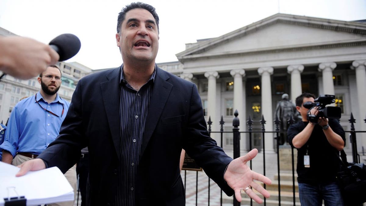 Radio show host Uygur leads a protest of government bailout money given to Goldman Sachs in Washington