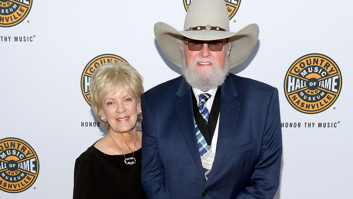 Hazel Daniels is seen with Charlie Daniels at the 2019 Country Music Hall of Fame Medallion Ceremony at Country Music Hall of Fame and Museum on October 20, 2019 in Nashville, Tennessee.
