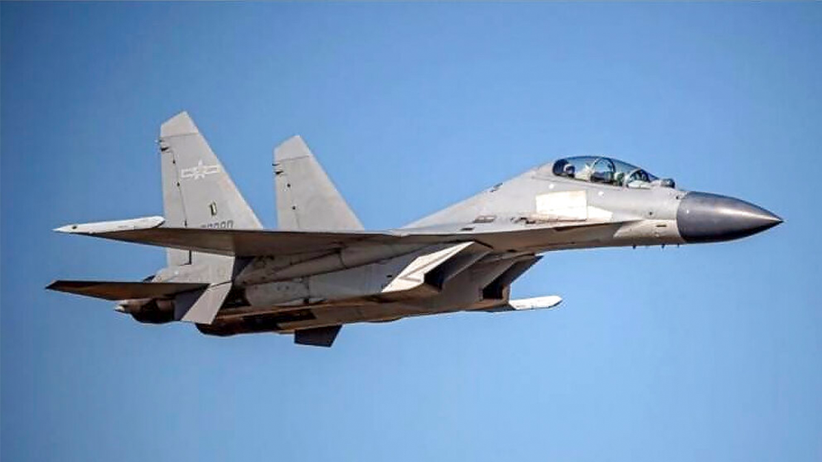 Chinese PLA J-16 fighter jet in air
