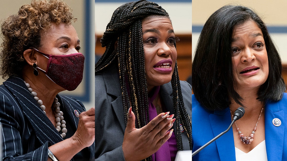 Reps. Barbara Lee, Cori Bush, Pramila Jayapal (AP Photo/Jacquelyn Martin)