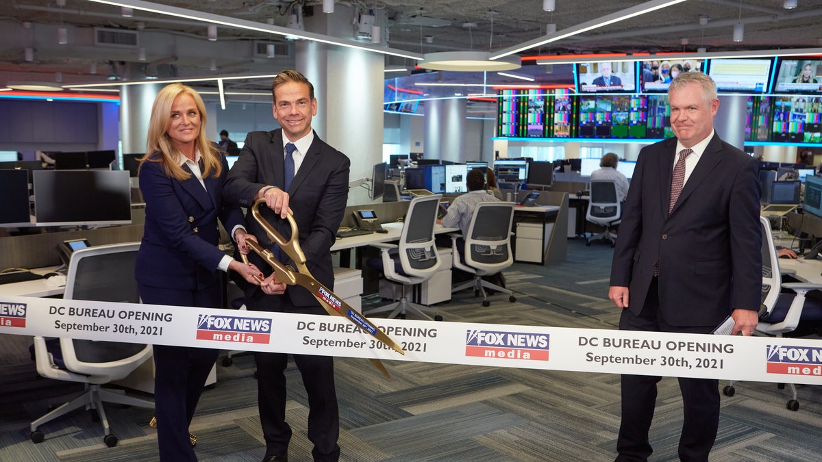 Fox News Media CEO Suzanne Scott, FOX Corporation CEO Lachlan Murdoch, and Fox News Media President Jay Wallace attended the ribbon-cutting Thursday for the state-of-the-art, all-digital newsroom.