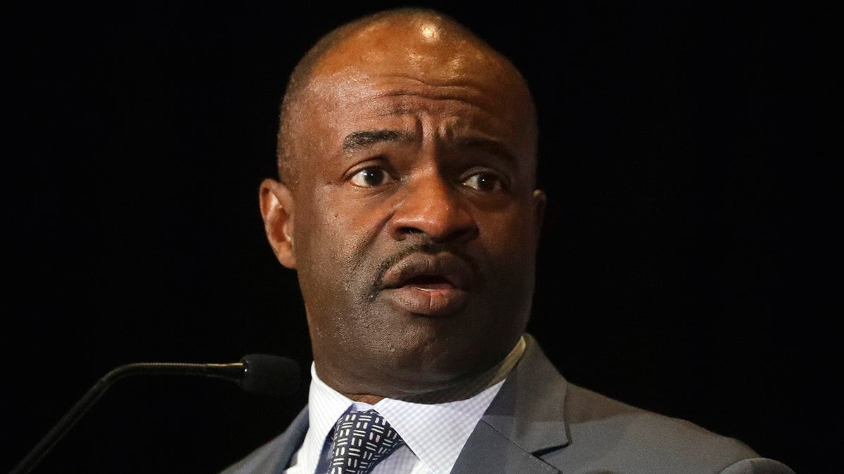 In this photo, NFL Players Association executive director DeMaurice Smith speaks at the annual state of the union news conference in Miami Beach, Florida. 