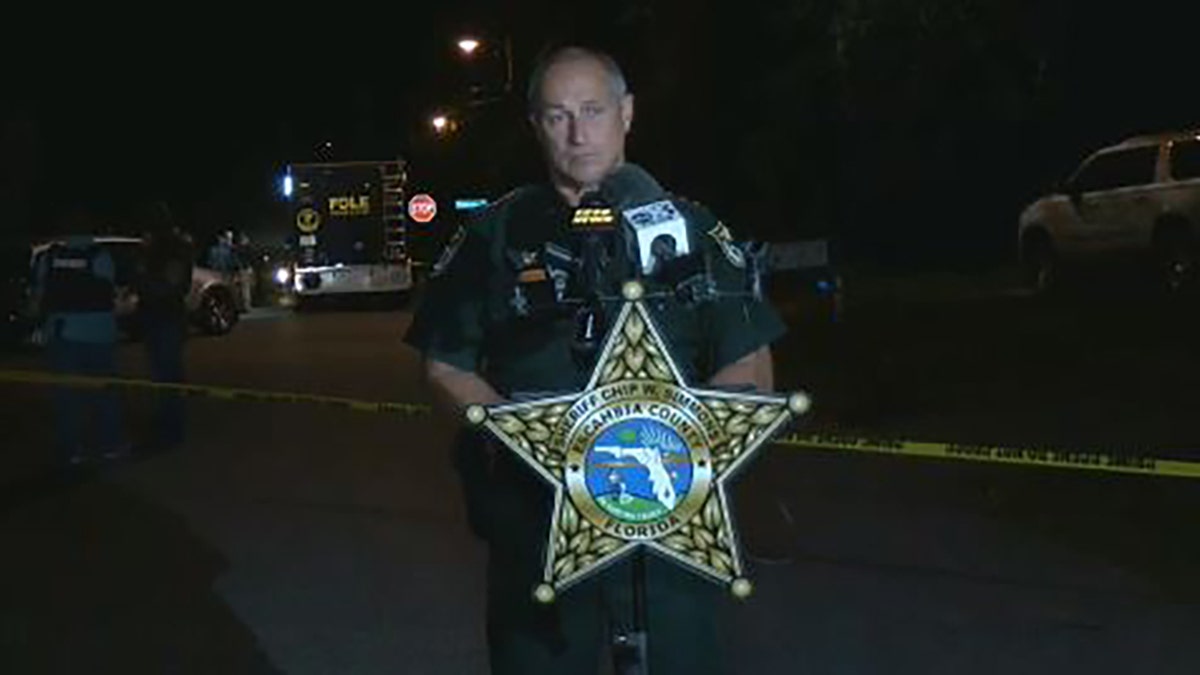 Escambia County Sheriff Chip Simmons speaks during a press conference late Tuesday (Escambia County Sheriff's Office)