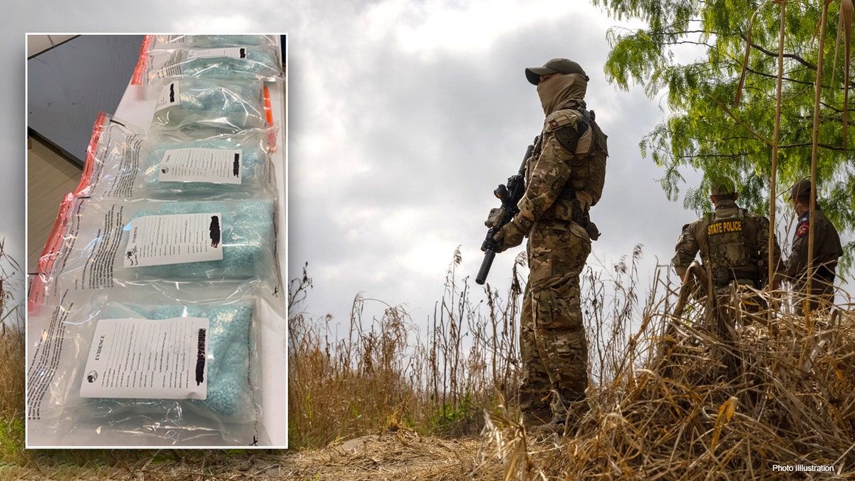 A Texas Department of Public Safety (DPS) trooper looks over the Rio Grande at the U.S.-Mexico Border on March 23, 2021, in McAllen, Texas. 