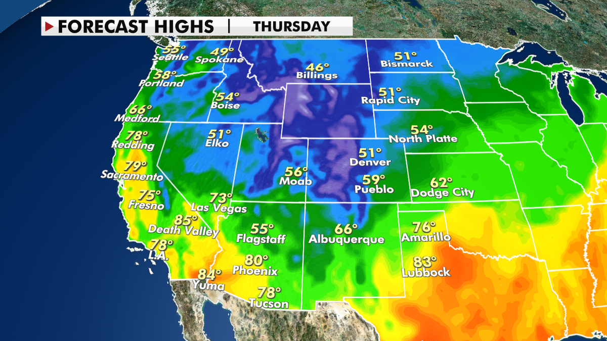 Forecast highs in the West