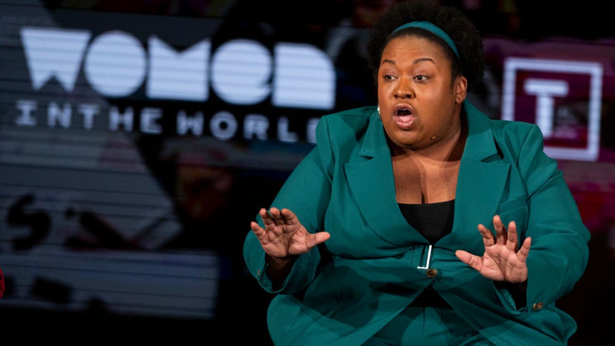 Author Brittney Cooper speaks during the "Feminism: A Battlefield Report" session at the 10th Anniversary Women In The World Summit on April 11, 2019 in New York City.