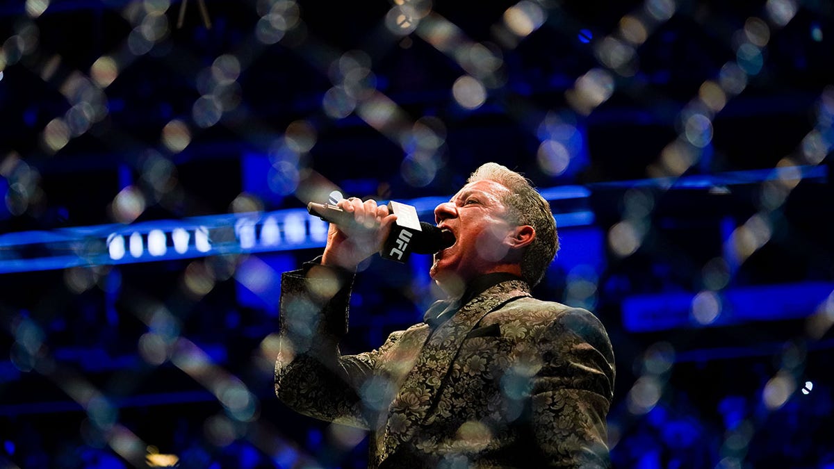 HOUSTON, TX - AUGUST 07: Bruce Buffer announcing during UFC 265 at Toyota Center on July 7, 2021 in Houston, Texas.