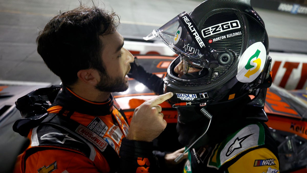 Chase Elliott and Kevin Harvick have a heated argument after the Bristol NASCAR Cup Series race.