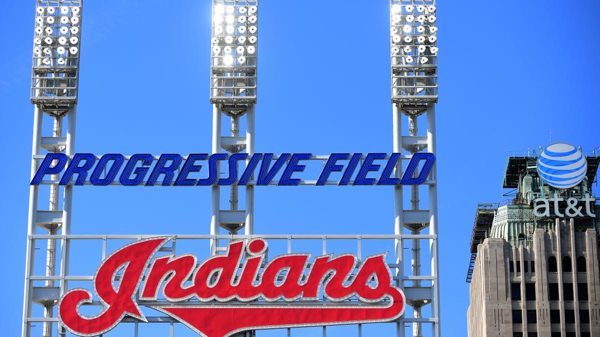 A view of the lights during a game between the Kansas City Royals and Cleveland Indians at Progressive Field Sept. 27, 2021 in Cleveland. (Photo by Emilee Chinn/Getty Images)