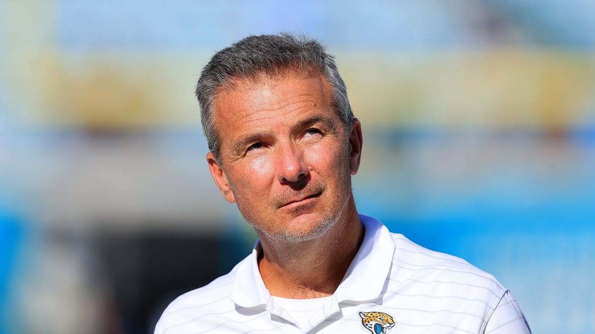 Head coach Urban Meyer of the Jacksonville Jaguars walks off the field following the game against the Tennessee Titans at TIAA Bank Field on Oct. 10, 2021 in Jacksonville, Florida.