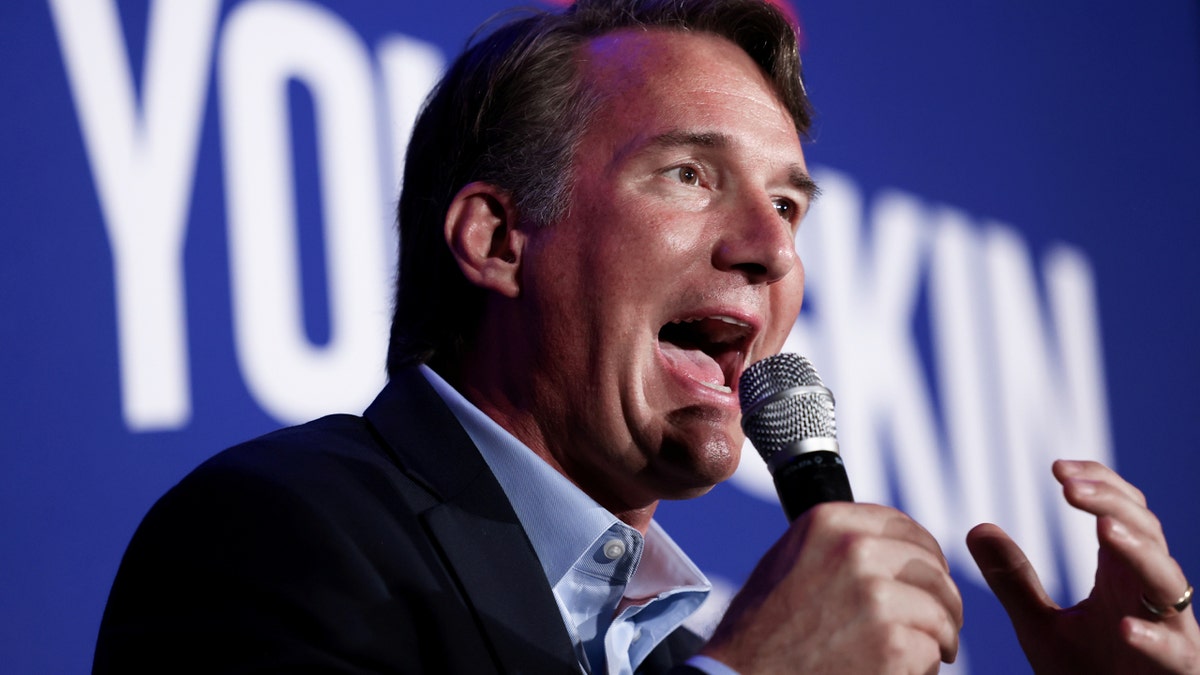 FILE PHOTO: Virginia gubernatorial candidate Glenn Youngkin speaks during a campaign event in McLean, Virginia, U.S., July 14, 2021. REUTERS/Evelyn Hockstein/File Photo