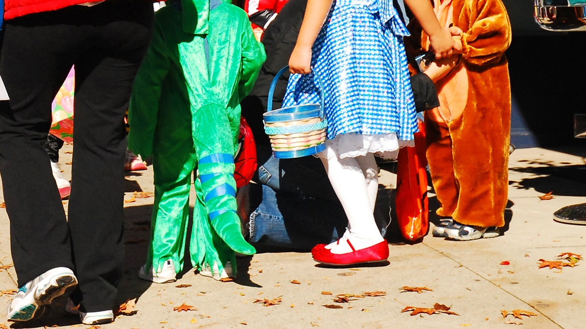 Closeup view of Halloween costumes
