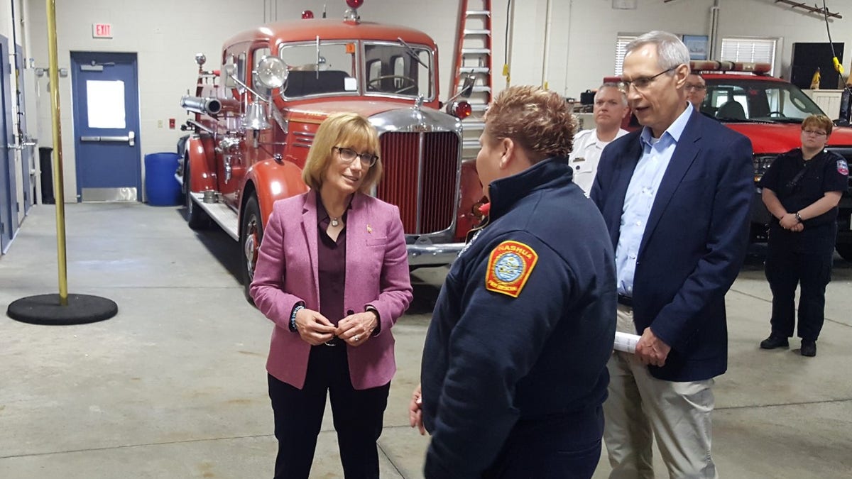 Sen. Maggie Hassan, D-N.H., speaks to New Hampshire firefighters about combating substance misuse crisis.  