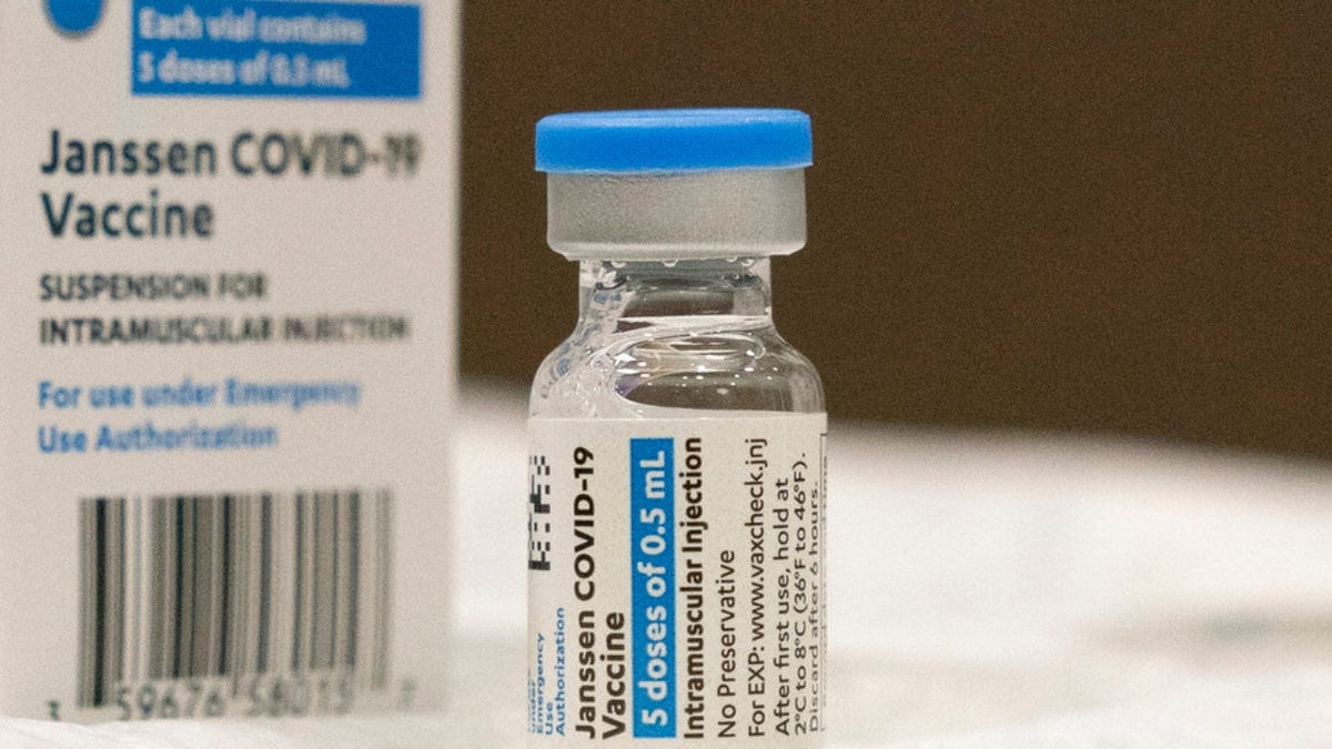 In this March 3, 2021, file photo, a vial of the Johnson & Johnson COVID-19 vaccine is displayed at South Shore University Hospital in Bay Shore, New York.